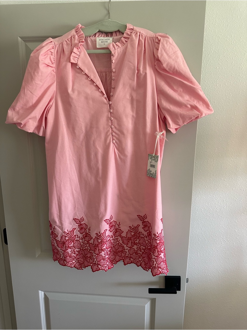 Unknown Brand Pink Mini Dress with Floral Hem